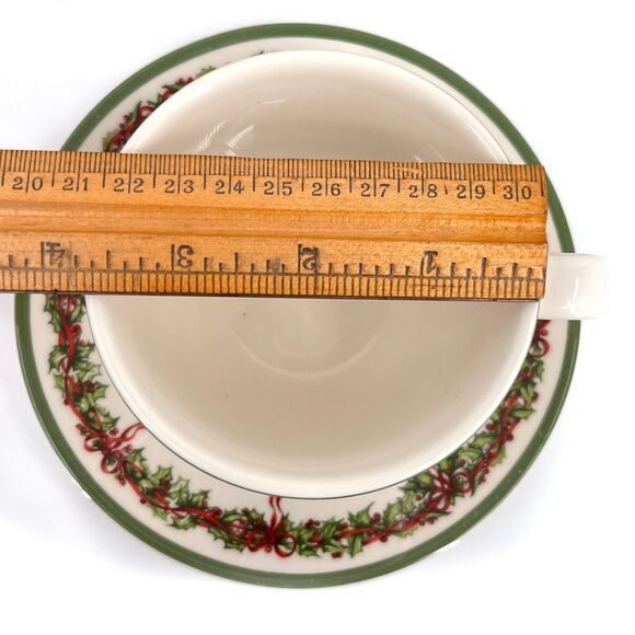 Christopher Radko Holiday Celebrations Flat Cup & Saucer Set - Green Trim - Picture 5 of 6